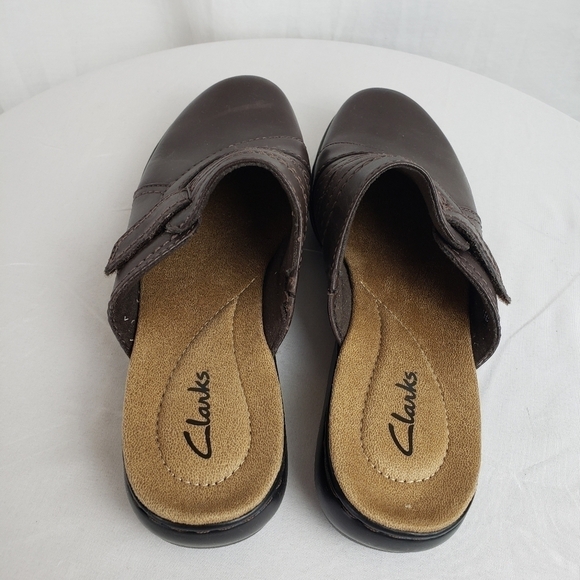 NWOB Clark's Brown Leather Clogs Sz 7M - Picture 4 of 8